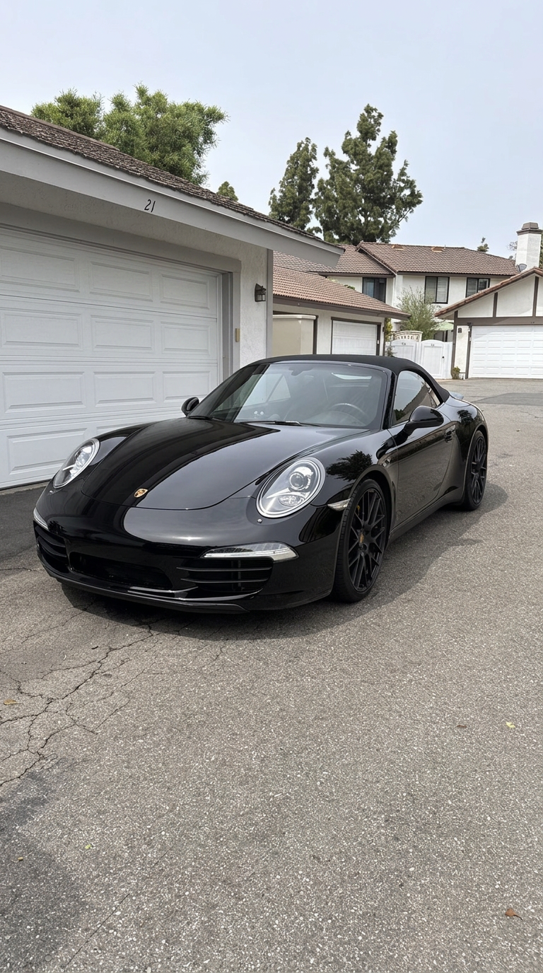 Black Porsche 911 Cabriolet after SunCoat ceramic coating in Orange County